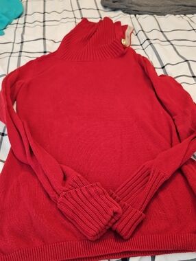 Banana Republic Red Ribbed Turtleneck Sweater